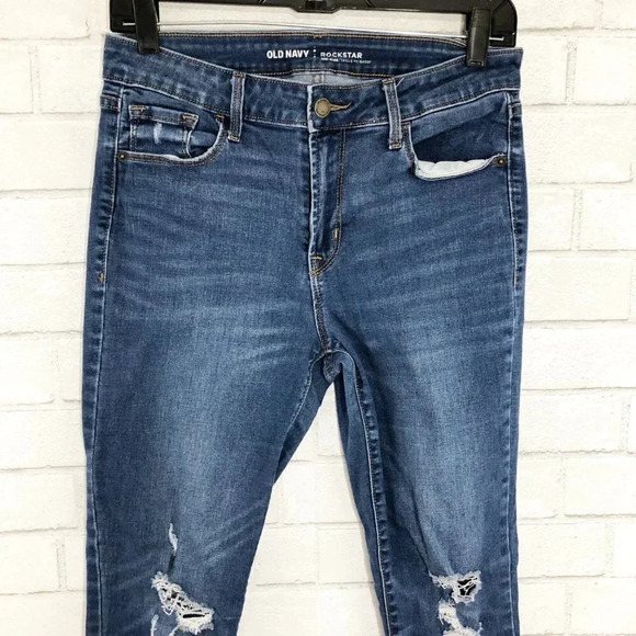 Old Navy Rock Star Distressed High Rise Skinny Jeans Size 8 - Picture 2 of 6